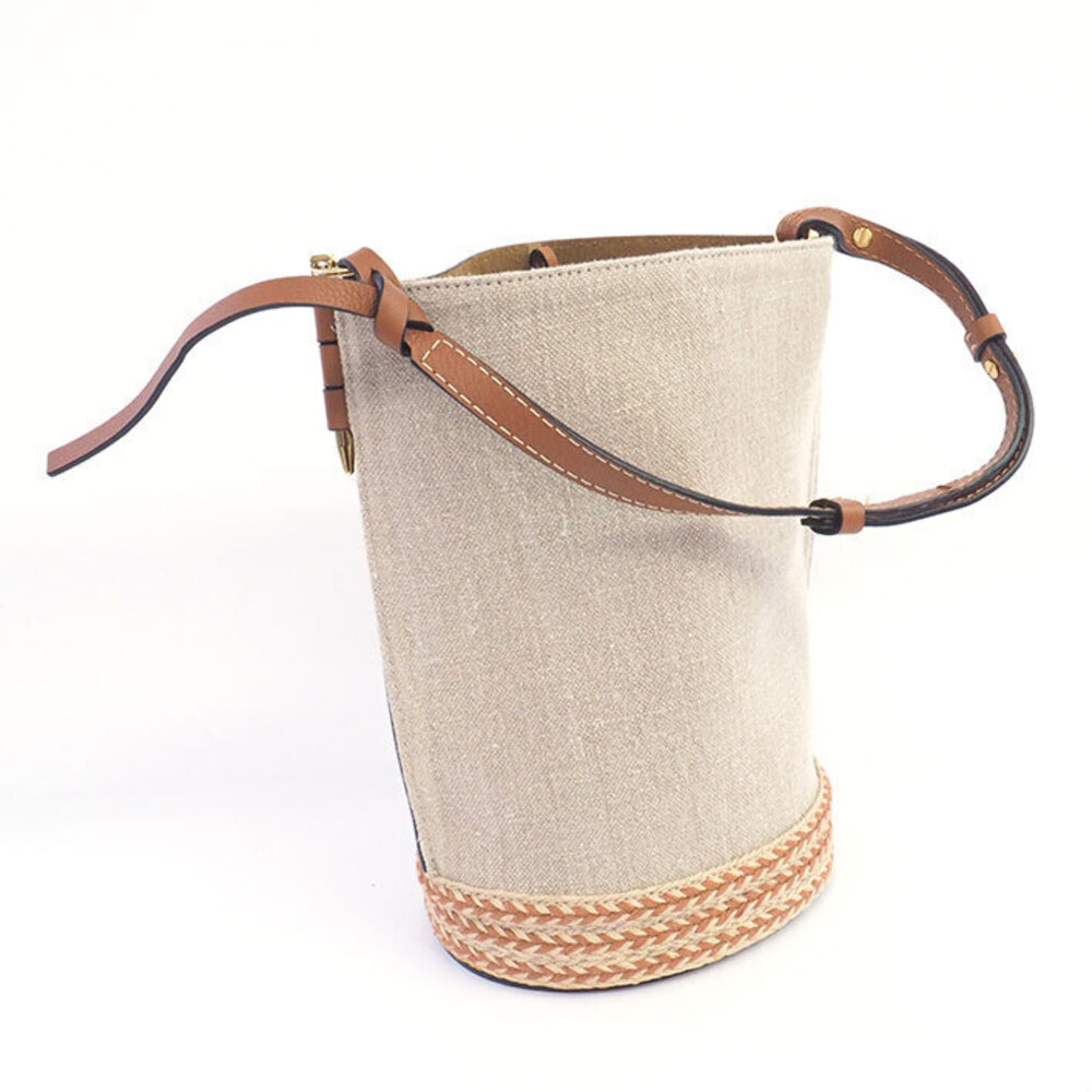 Loewe leather Gate trim raffia Bag brown Bucket